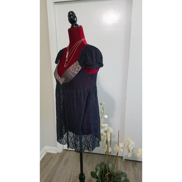 Free People Intimately Sheer Black Lace Top W cap - Picture 3 of 8